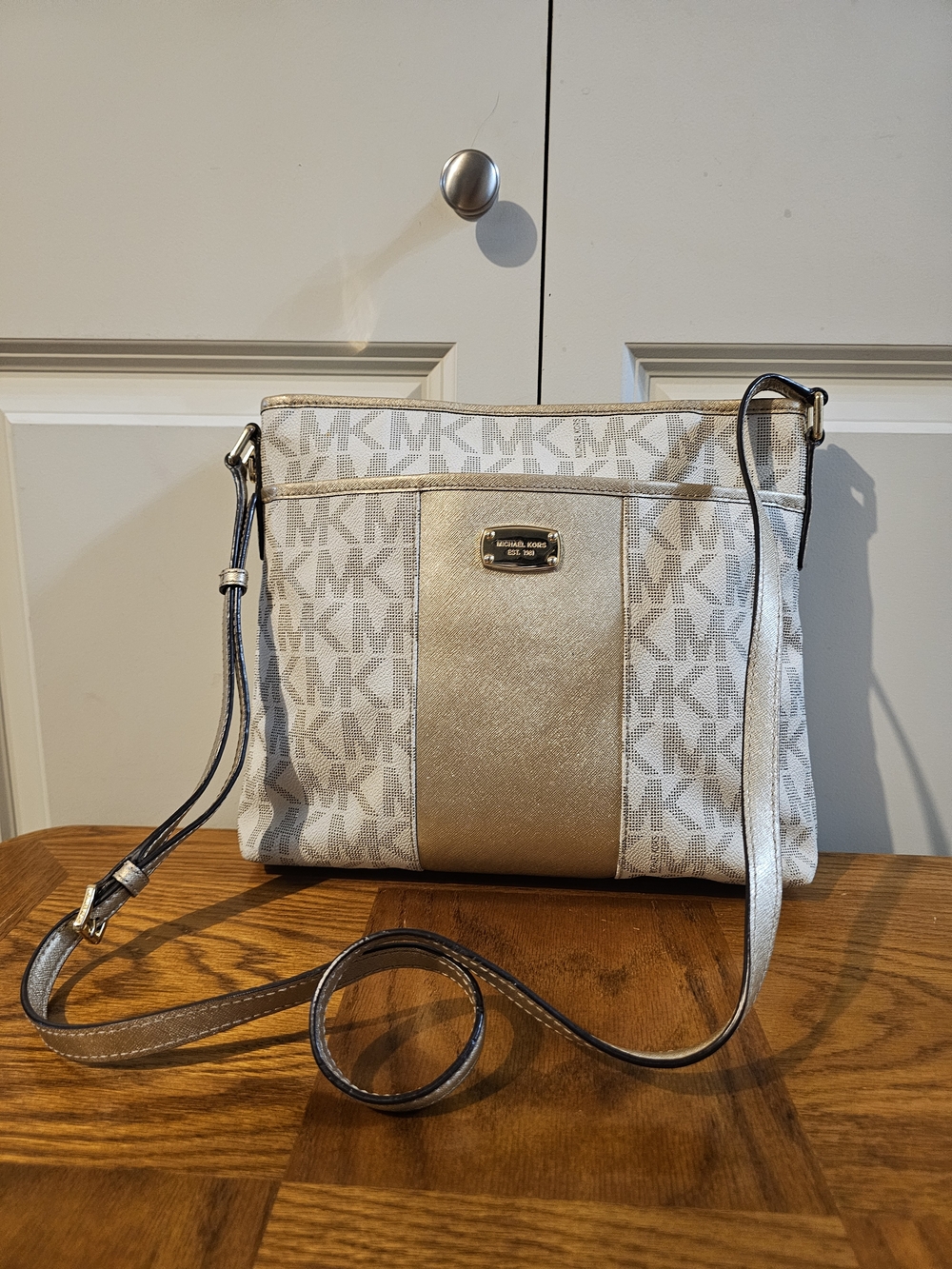 Michael Kors Metallic Ivory Crossbody Bag
